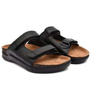 Country Maddox Black Leather Slippers: Timeless Comfort and Style