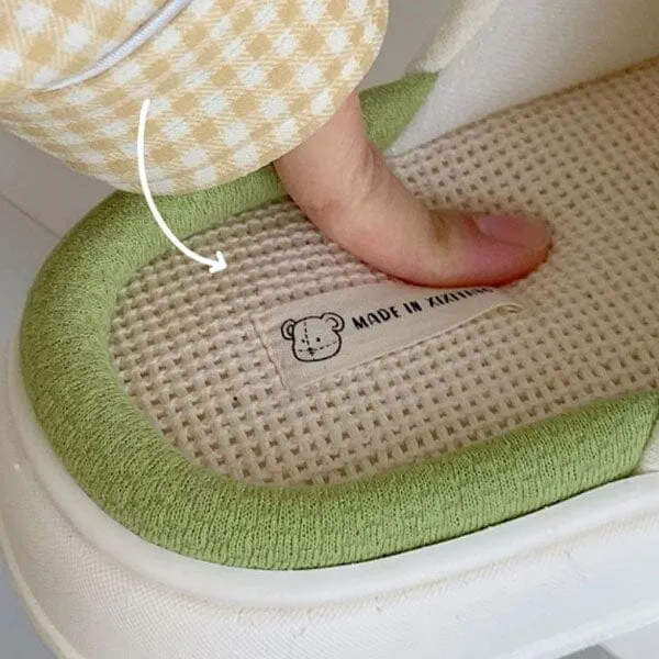 Frog Shhhandals Slippers | Unisex Linen Waffle Knit Plush Animal Slides | Multiple Sizes
