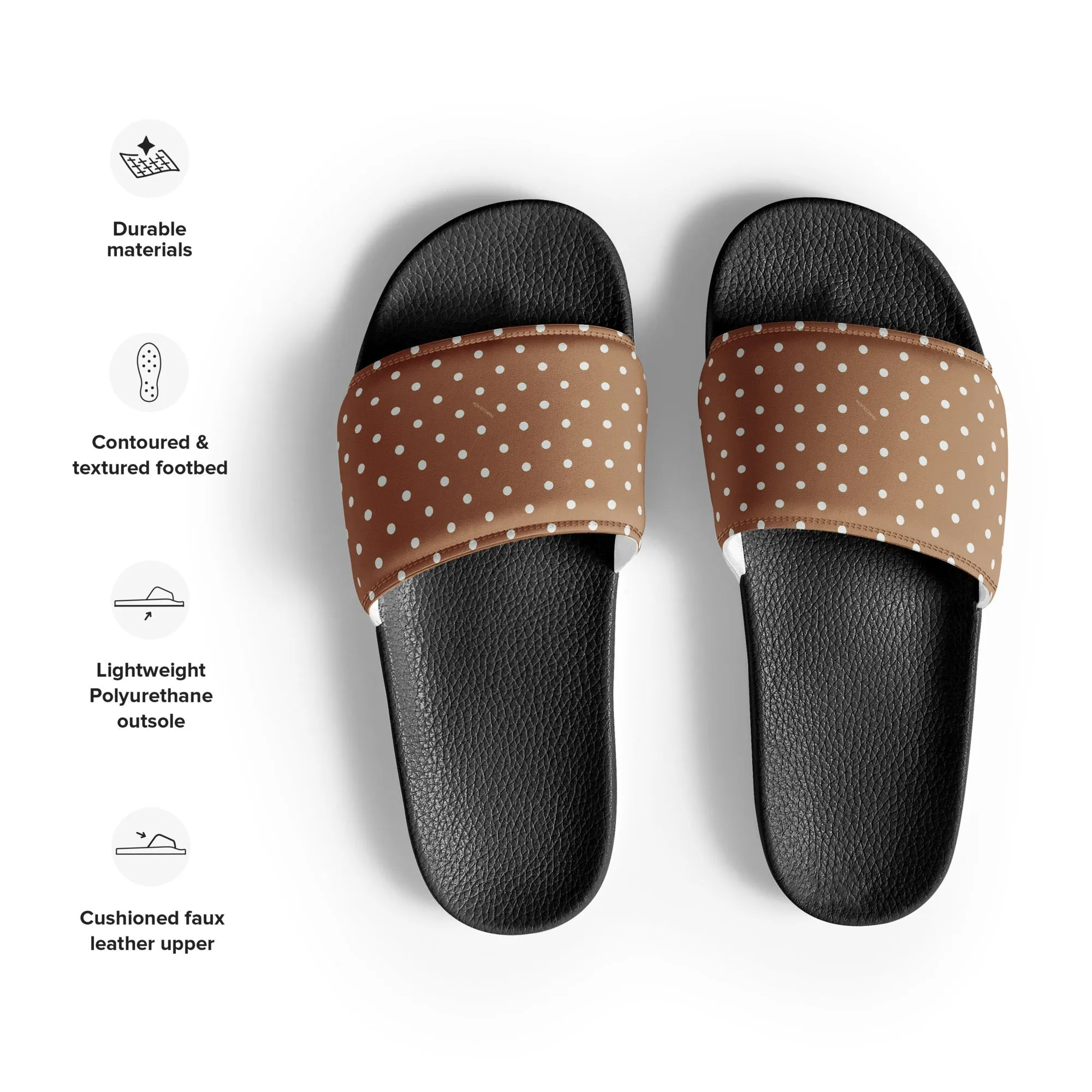 HAWAII WOMEN'S SLIDES - BROWN POLKA