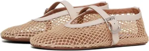 MeiLuSi Ballet Flats for Women, Mary Janes Flats Metal Buckle Strap Mesh Perforated Mary Jane Comfortable Ballerina Flat Shoes