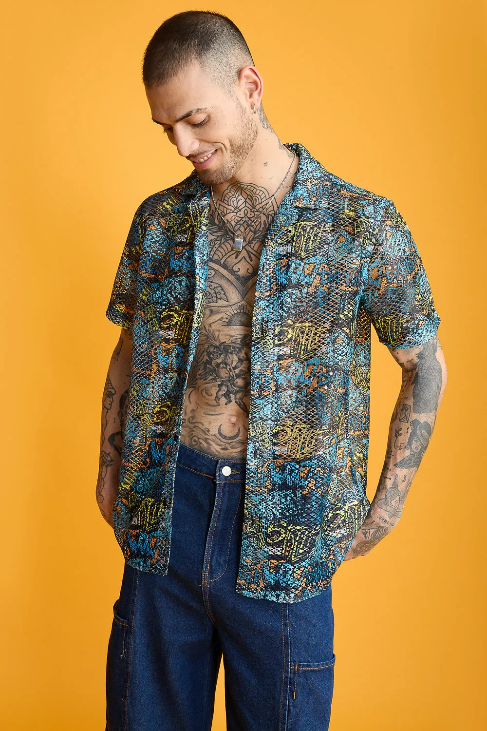 Street Style Men's Mesh Shirt