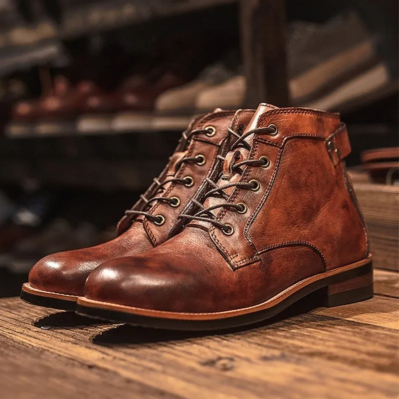 West Louis Leather High Comfortable Retro Cowboy Boots