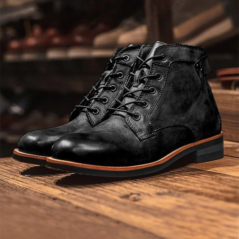 West Louis Leather High Comfortable Retro Cowboy Boots