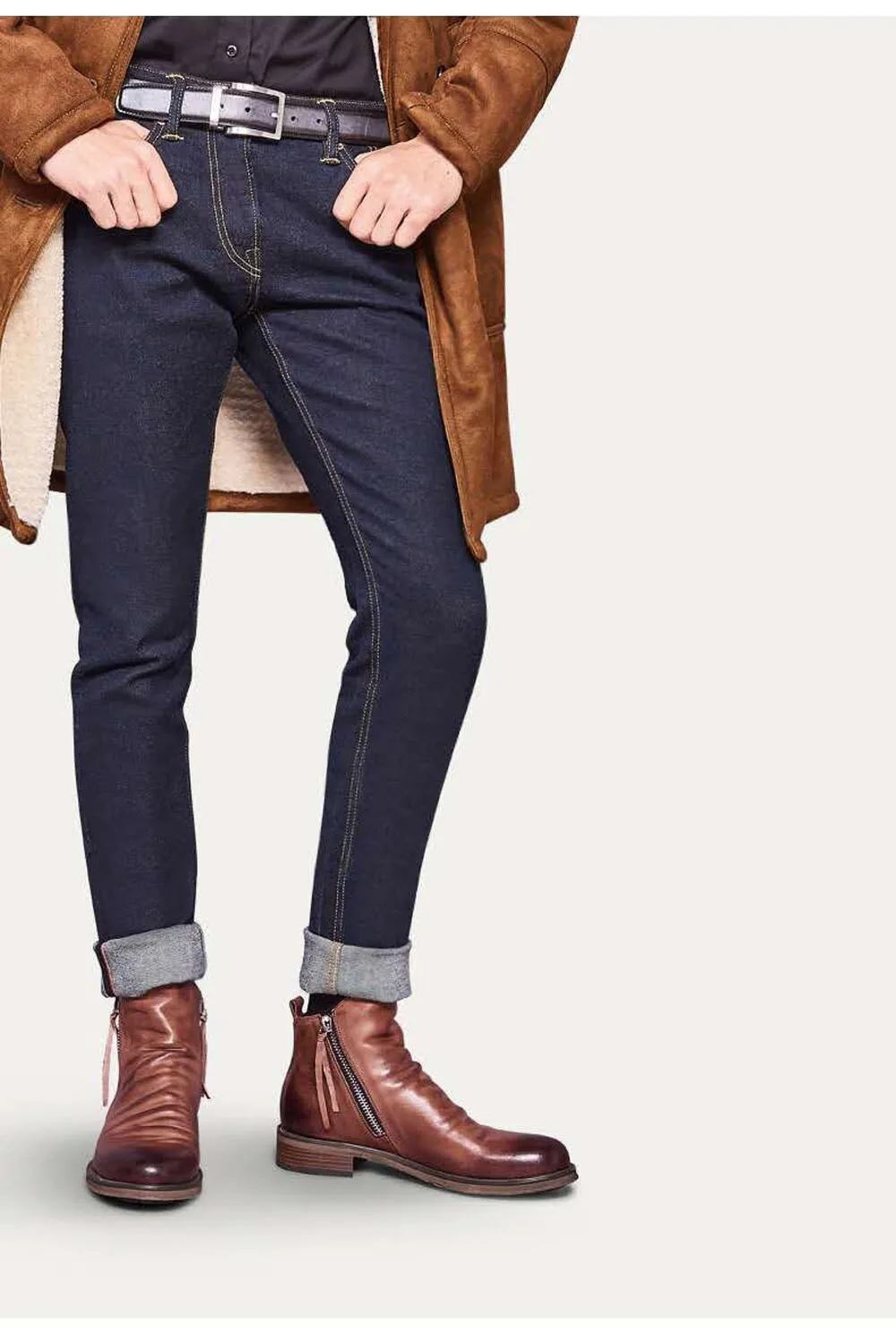 West Louis Leather High-Top Tassel Zip PU Leather Boots
