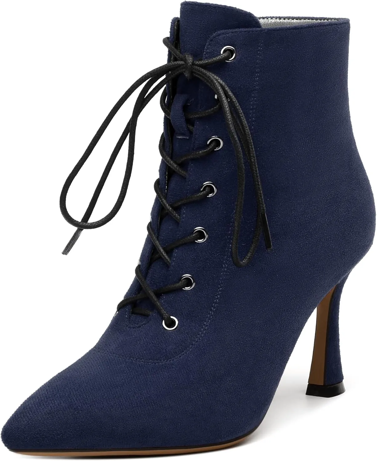 Womens Boots, Lace Up Pointed Toe Ankle High Boots, High Heel Side Zippers Ankle Bootie, Fashion Ankle Boot for Party Working Daily