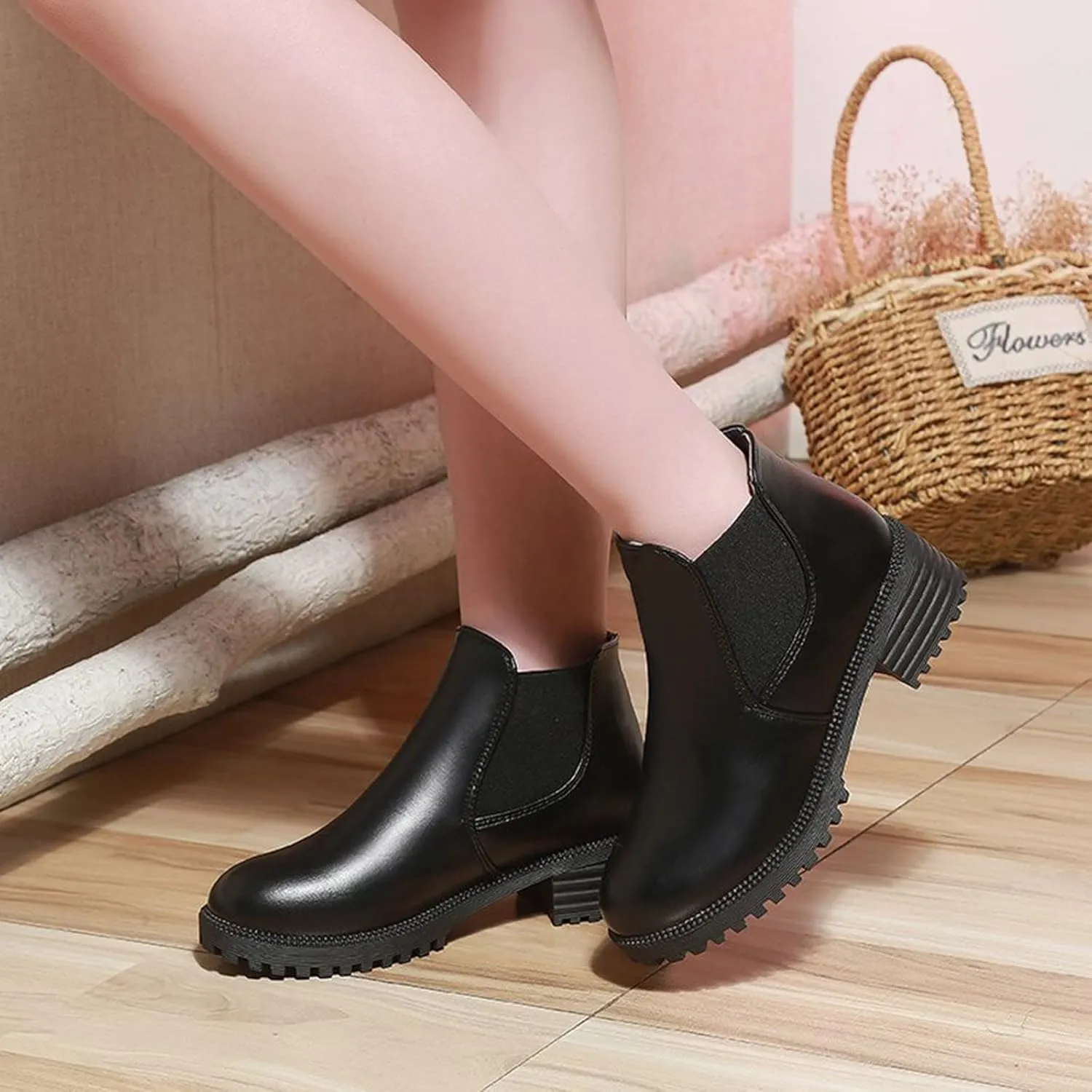 Womens Winter Boots Ankle Flat Booties for Women 2024 Suede Black Boots for Women Cowboy Boot Fashion Closed Head Closed Toe Wide Fit Available